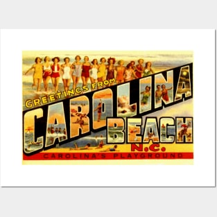 Greetings from Carolina Beach, NC - Vintage Large Letter Postcard Posters and Art